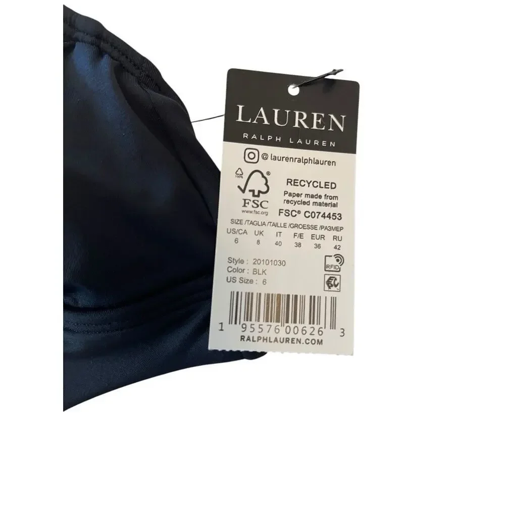 Lauren Ralph Lauren Beach Club Solid Ruffle Underwire Bikini Top Size 6 $90 - Picture 4 of 5